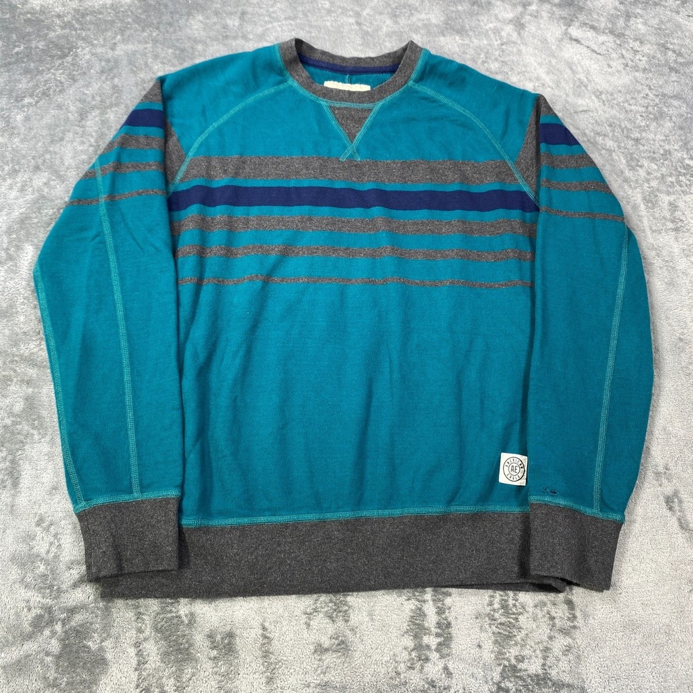 Vintage American Eagle Outfitters Sweater Mens Medium Striped Knit Green Retro